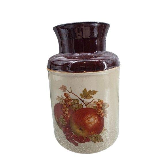 McCoy Vintage Ceramic Canister Jar With Fruit Design 9x5 - Picture 1 of 7